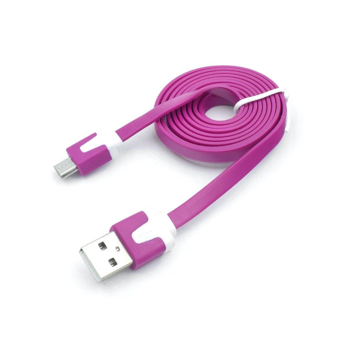 Câble chargeur plat 1m Micro usb Magenta