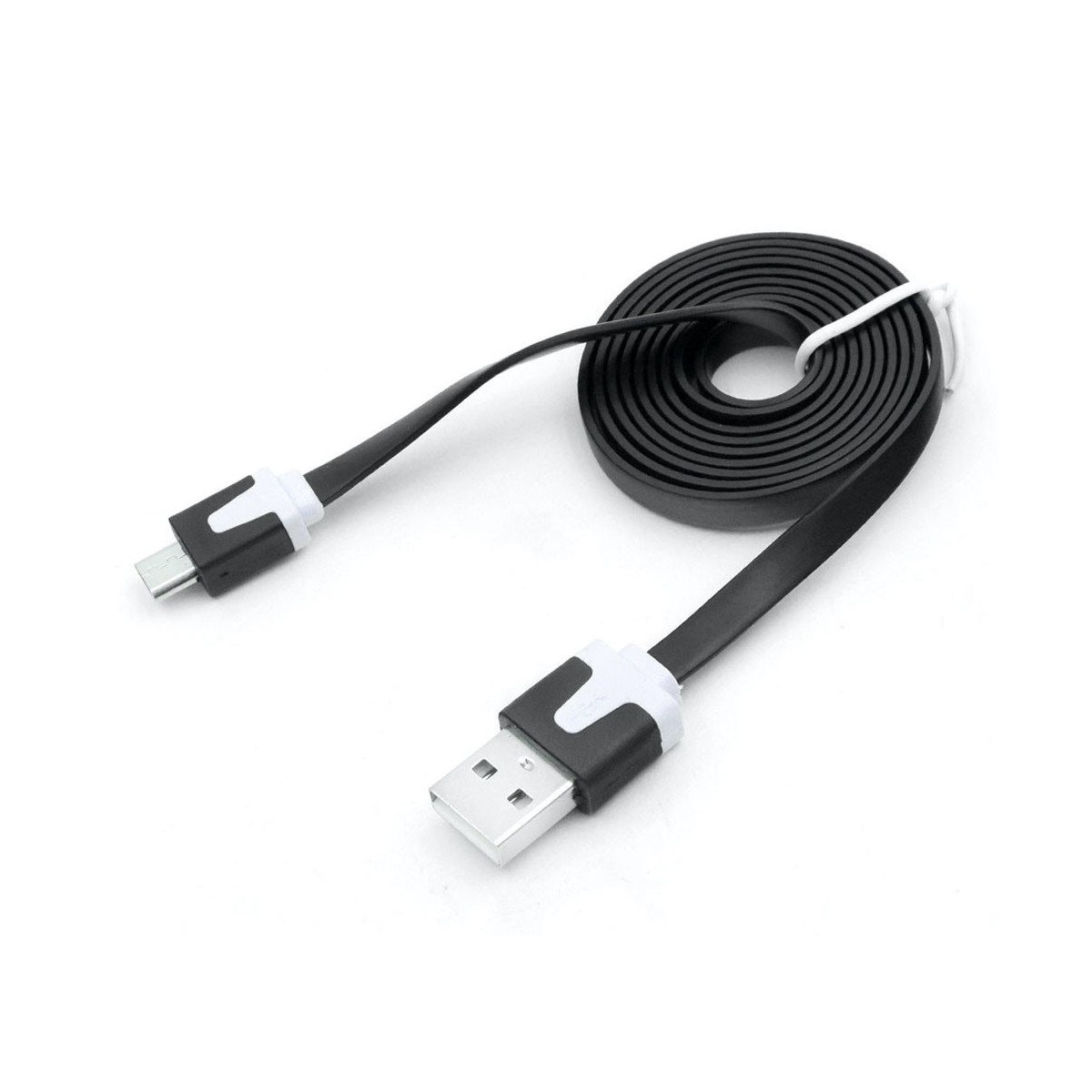 Câble chargeur plat 1m Micro usb Noir
