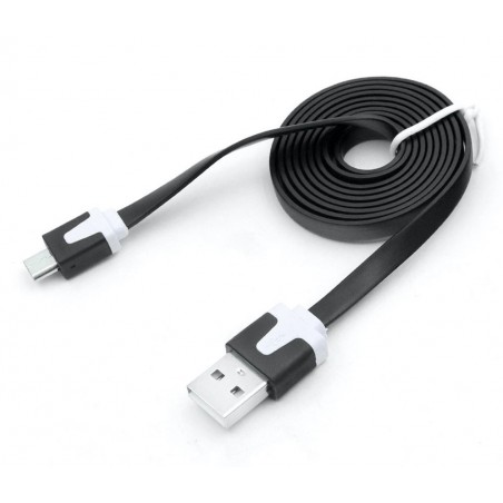 Câble chargeur plat 1m Micro usb Noir