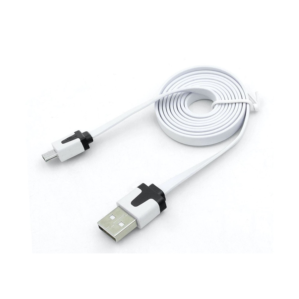 Câble chargeur plat 1m Micro usb Blanc