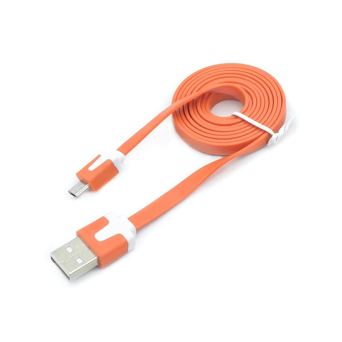 Câble chargeur plat 1m Micro usb Orange