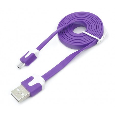 Câble chargeur plat 1m Micro usb Violet