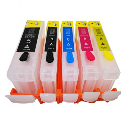 5 Cartouches rechargeables Canon PGI-5 CLI-8