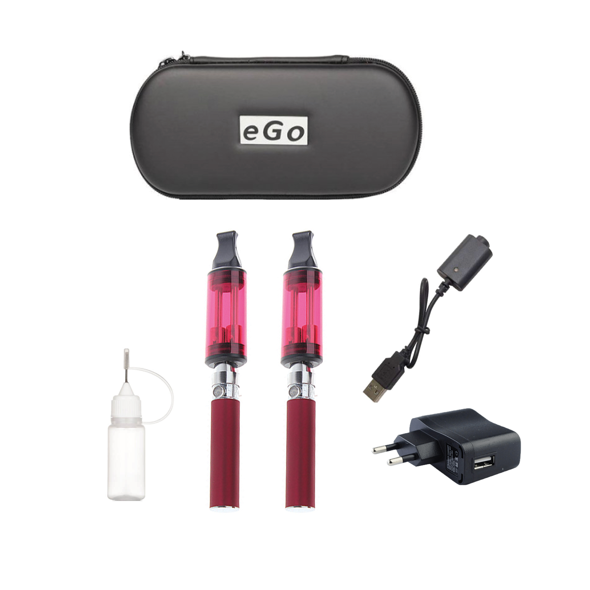 2 Cigarettes Electronique vaprizer Ego-Ce9 double stem 5ml atomiseur batterie 900 mAh Rouge + Cas + Charguer