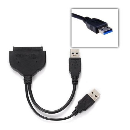 Câble Adaptateur pour Les disques de 2,5 Pouces à l'USB 3.0 ou 2.0 et Le connecteur SATA pour Disque Dur 2.5" PC SSD + HDD et 2,