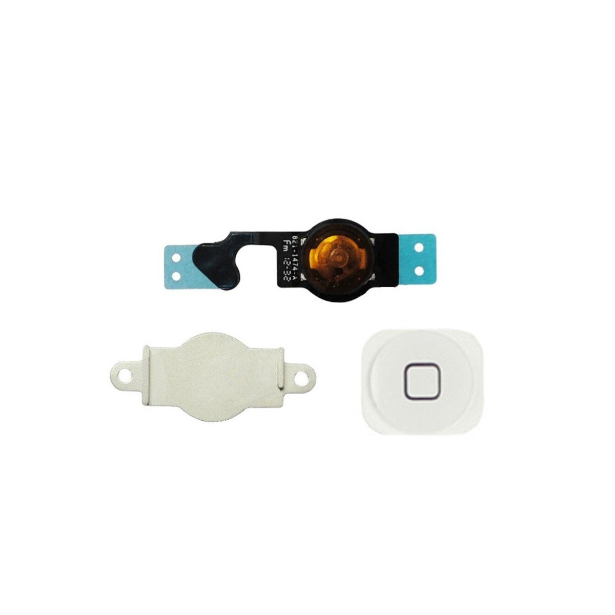 Bouton home Blanc + Nappe + Membranne + Support Métalique iPhone 5