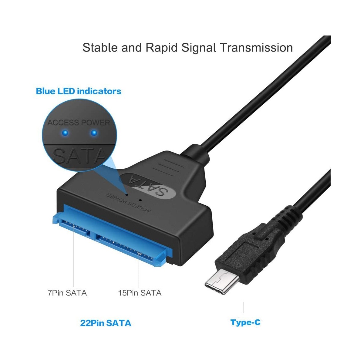 Adaptateur Type-C SATA 2.5 SSD-HDD BLEU