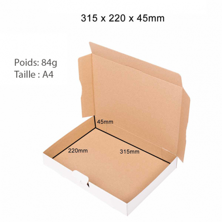 Boîte pour expédition en carton blanc 320x225x50mm