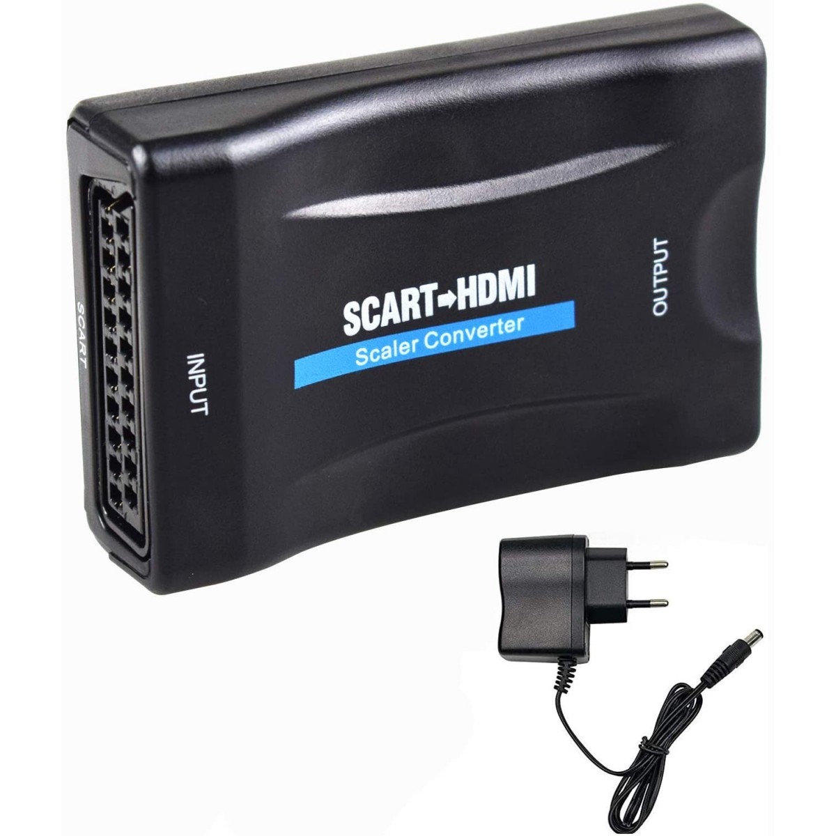 Convertisseur avec cable USB-12V 1080P SCART vers HDMI Adaptateur de Signal CRT TV, VHS VCR, DVD Support NTSC PAL