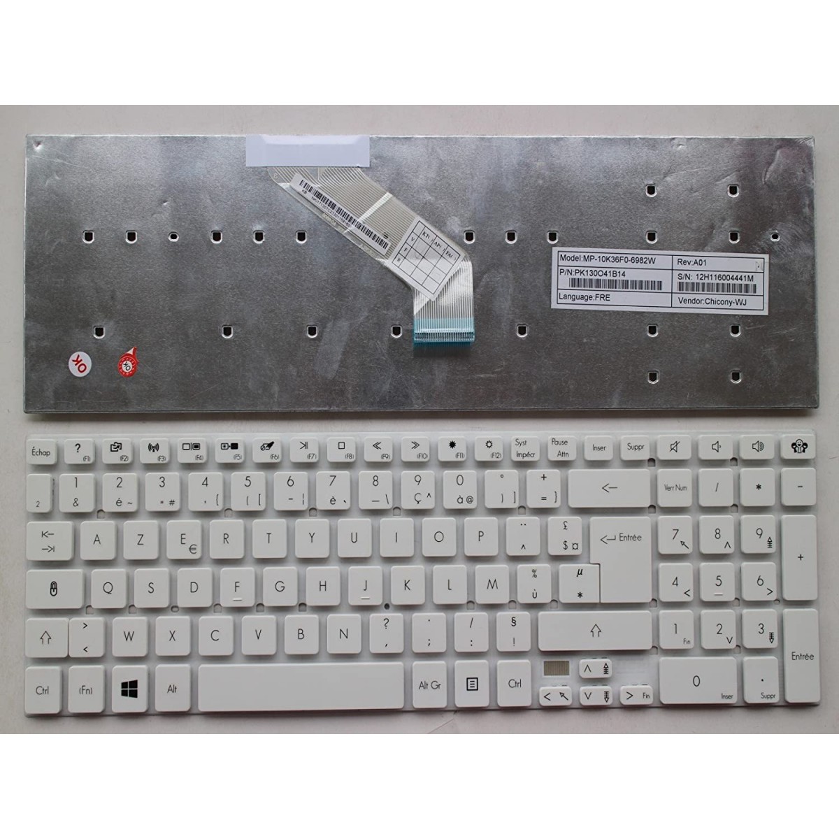 Clavier Fr AZERTY Blanc Packard Bell Easynote TS11HR TS11SB TS13HR TS13SB Série