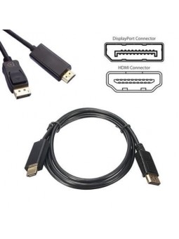 Câble DisplayPort DP vers HDMI mâle 1,8 m LCD PC HD TV portable AV Câble adaptateur câble M/M (noir)
