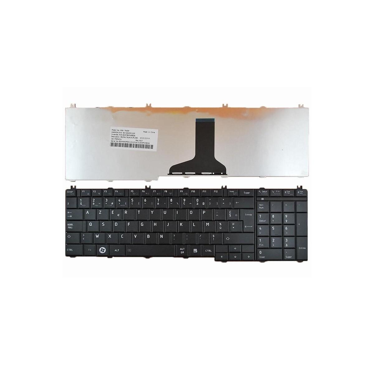 Clavier Français Toshiba Satellite L650 SERIES NSK-TNOGV Clavier Français Toshiba Satellite L650 SERIES NSK-TNOGV