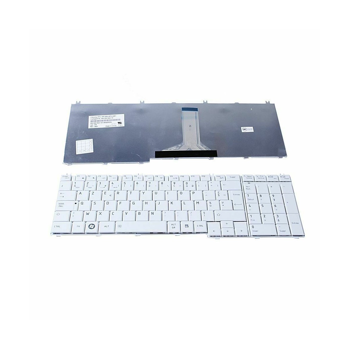 Clavier Français compatible Toshiba Satellite Pro C670 NSK-TN00F Blanc