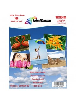 Papier photo 10x15cm LabelHeaven 230g haute brillance pack 100F