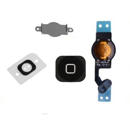 BOUTON HOME COMPLET AVEC NAPPE FLEX ET MEMBRANE IPHONE 5C NOIR