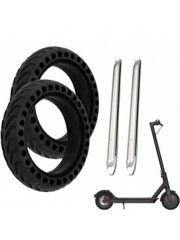 2 Pneus pour Xiaomi Trottinette M365, M365 Pro, Roue Anti Crevaison Anti dérapant Increvable 8,5 Pouces + 2 démontes pneus