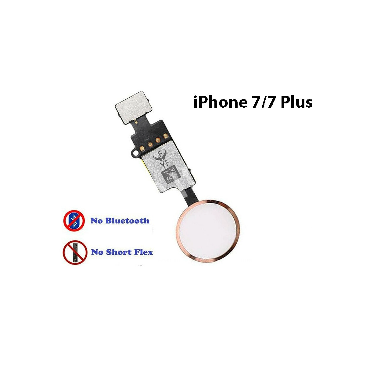 Bouton Home Fonctionnel avec Nappe Flex Compatible avec iPhone 7 Blanc-Rose
