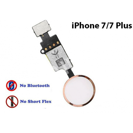 Bouton Home Fonctionnel avec Nappe Flex Compatible avec iPhone 7 Blanc-Rose