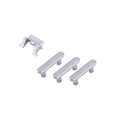 LOT DE BOUTONS (POWER, VIBREUR, VOLUME) ARGENT POUR IPHONE 8 PLUS