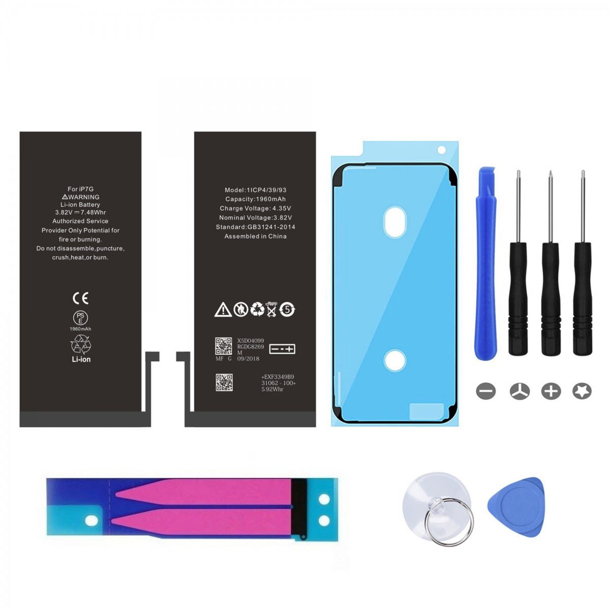 Kit Batterie pour iPhone 7 (Joint Noir)