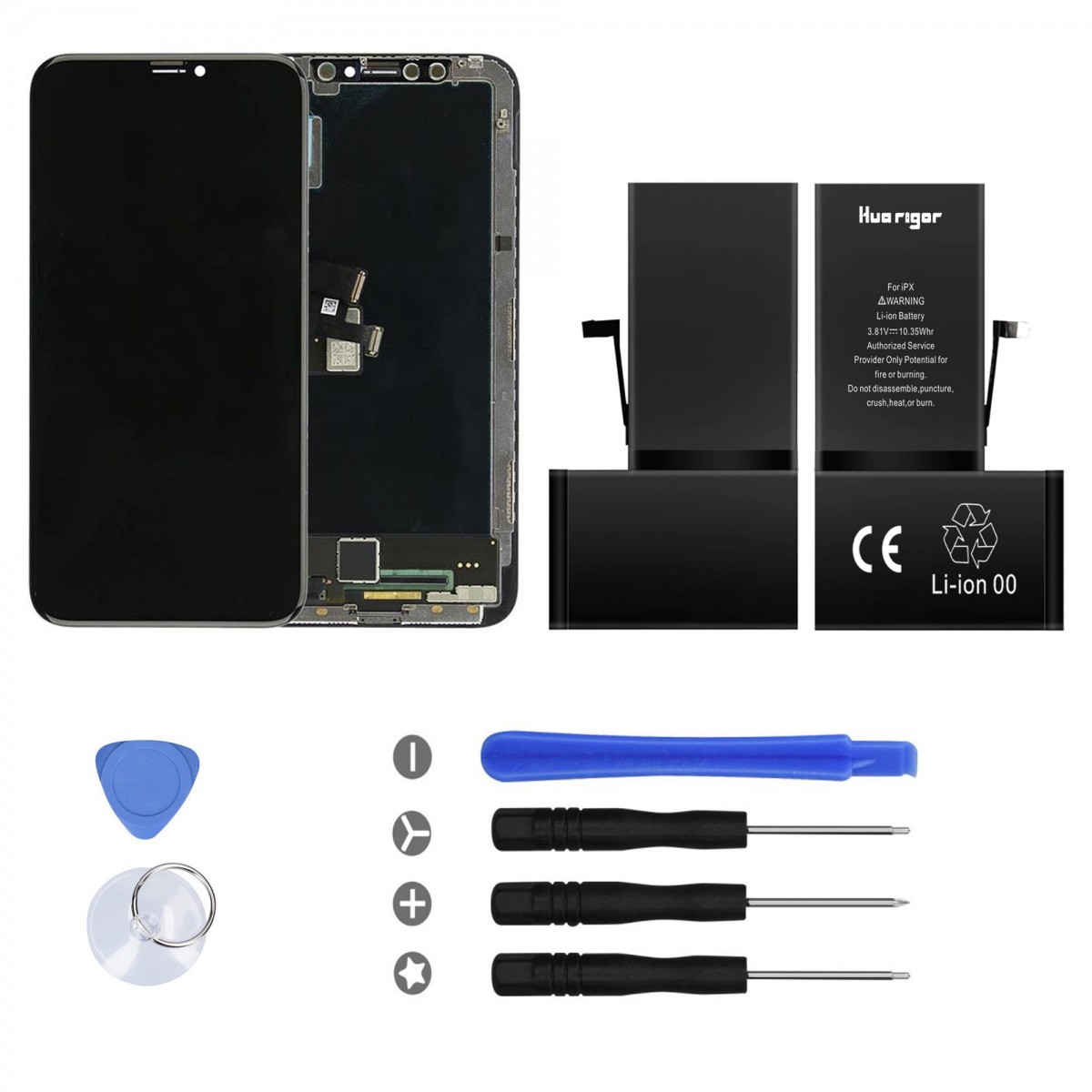 KIT DE RÉPARATION POUR IPHONE X/10 ÉCRAN RETINA VITRE TACTILE SUR CHASSIS TFT + BATTERIE + OUTILS