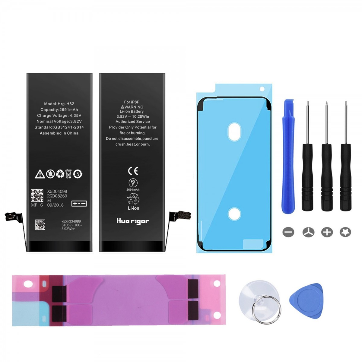 Kit Batterie pour iPhone 8 Plus (Joint Noir)