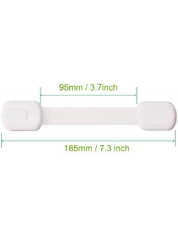 Lot de 8 Sécurité Enfant Portes de Placard Loquets, Adhésif Super Fort Système de Sangle & Loquet Réglable
