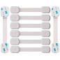 Lot de 8 Sécurité Enfant Portes de Placard Loquets, Adhésif Super Fort Système de Sangle & Loquet Réglable