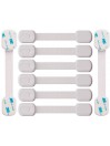 Lot de 8 Sécurité Enfant Portes de Placard Loquets, Adhésif Super Fort Système de Sangle & Loquet Réglable
