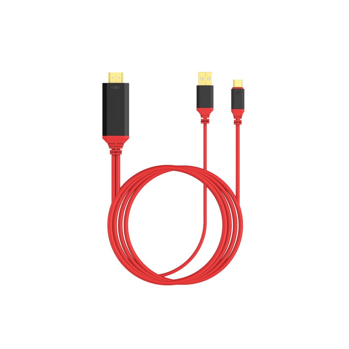 Câble Adaptateur Type-C vers HDMI Rouge 2 M Ultra HD 1080P 4K + USB