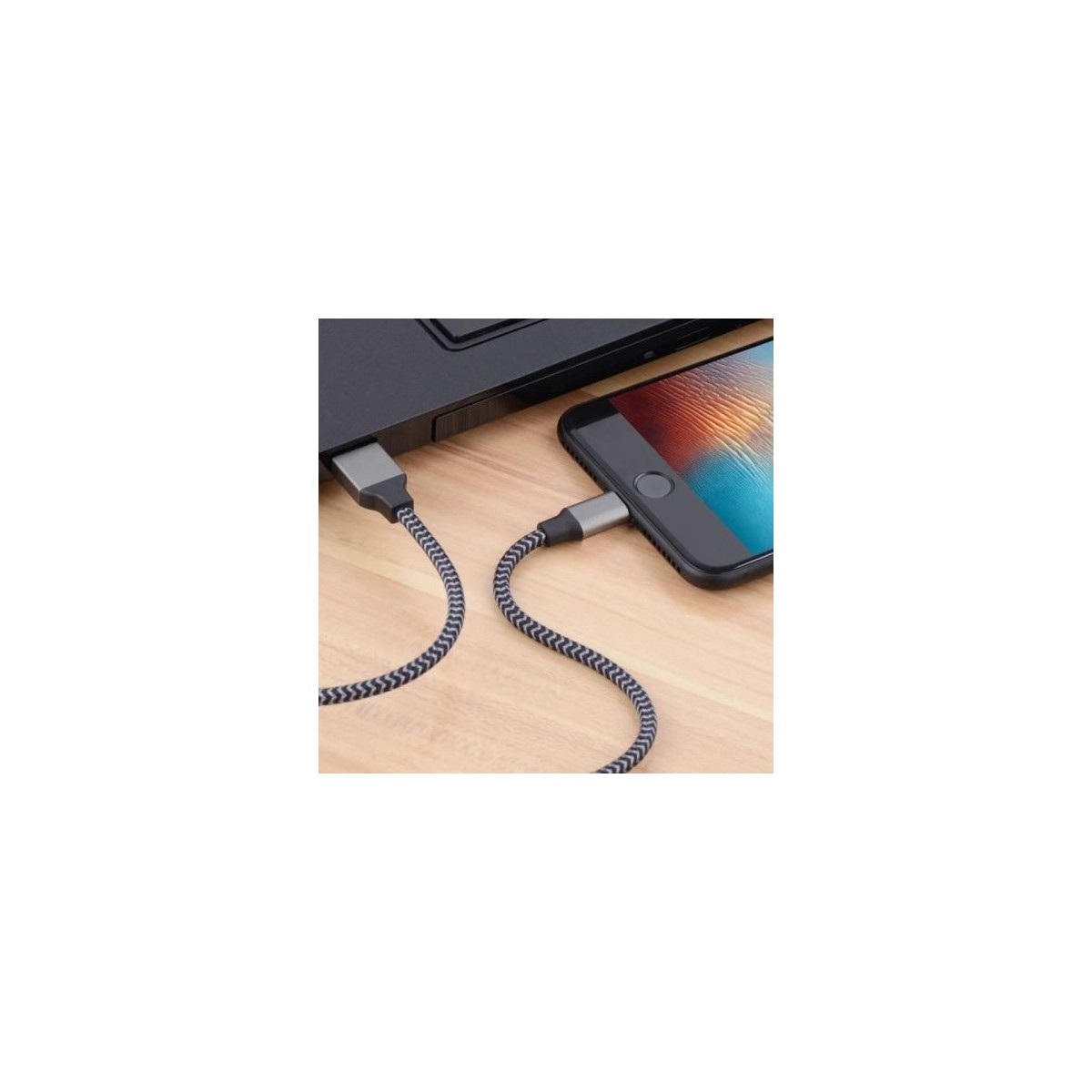Pack de 2 Câble pour iPhone Chargeur 2m Cable en Nylon Tressé avec Connecteur en Aluminium pour iPhone X 8 7 6