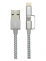 Câble 2 en 1 (Pour iPhone+Micro-USB) LDNIO LC84 Argent 1m