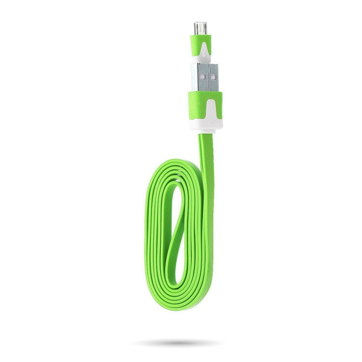 Câble chargeur plat 1m Micro usb Vert