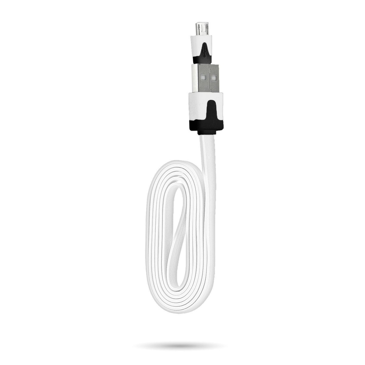 Câble chargeur plat 1m Micro usb Blanc