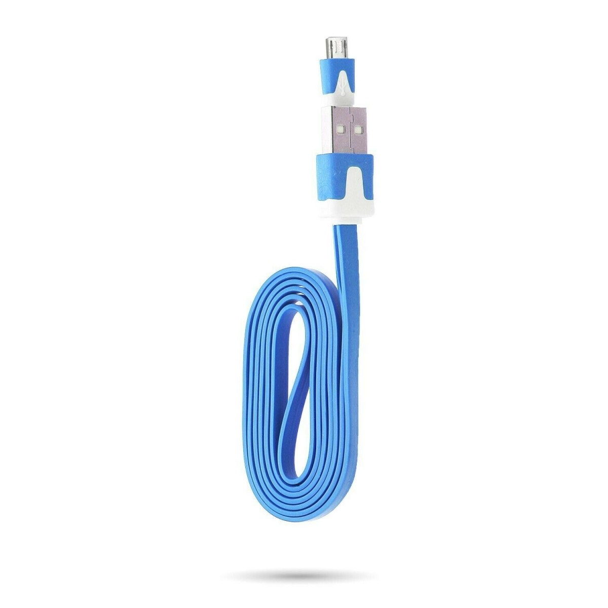 Câble chargeur plat 1m Micro usb Bleu