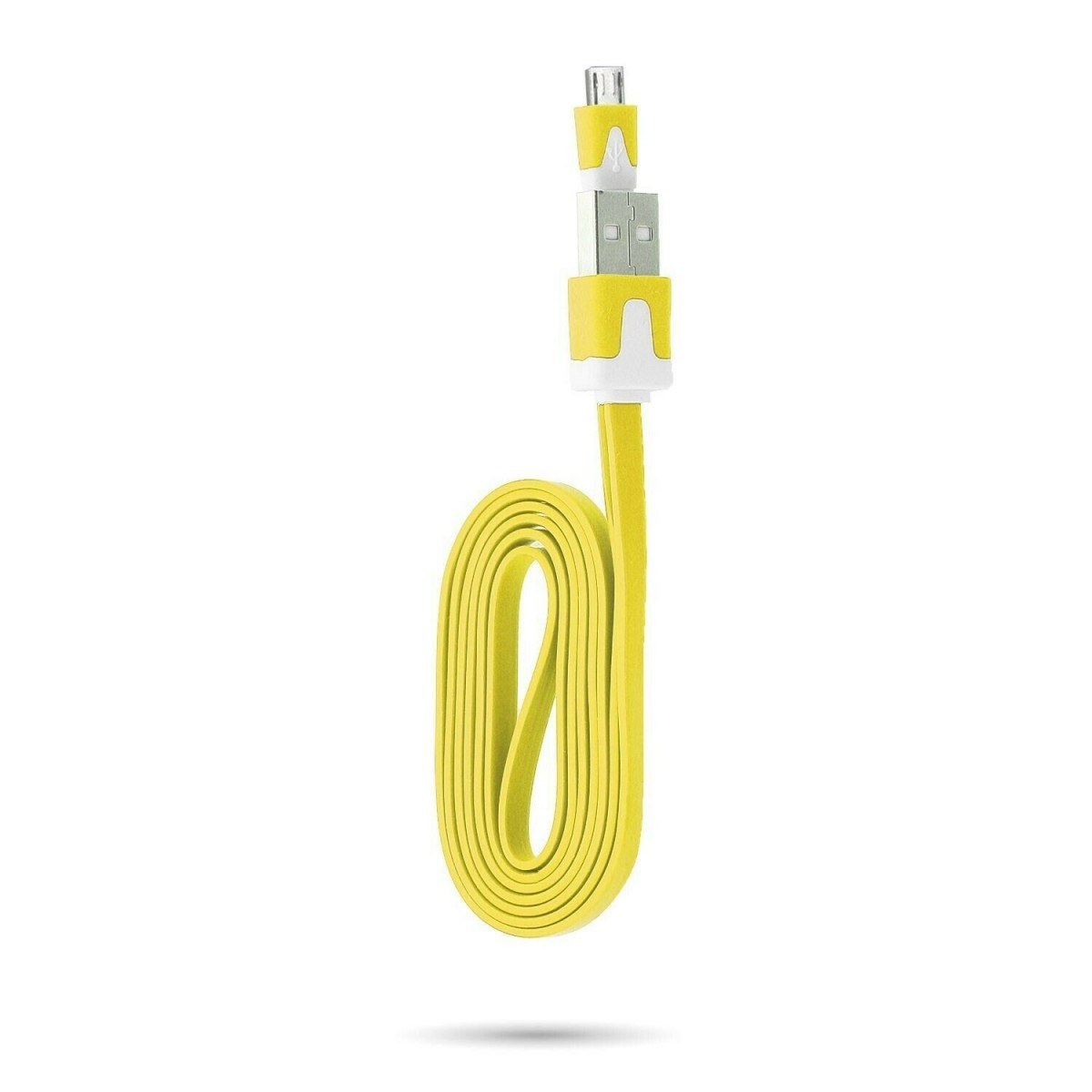 Câble chargeur plat 1m Micro usb Jaune