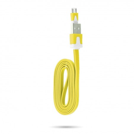 Câble chargeur plat 1m Micro usb Jaune
