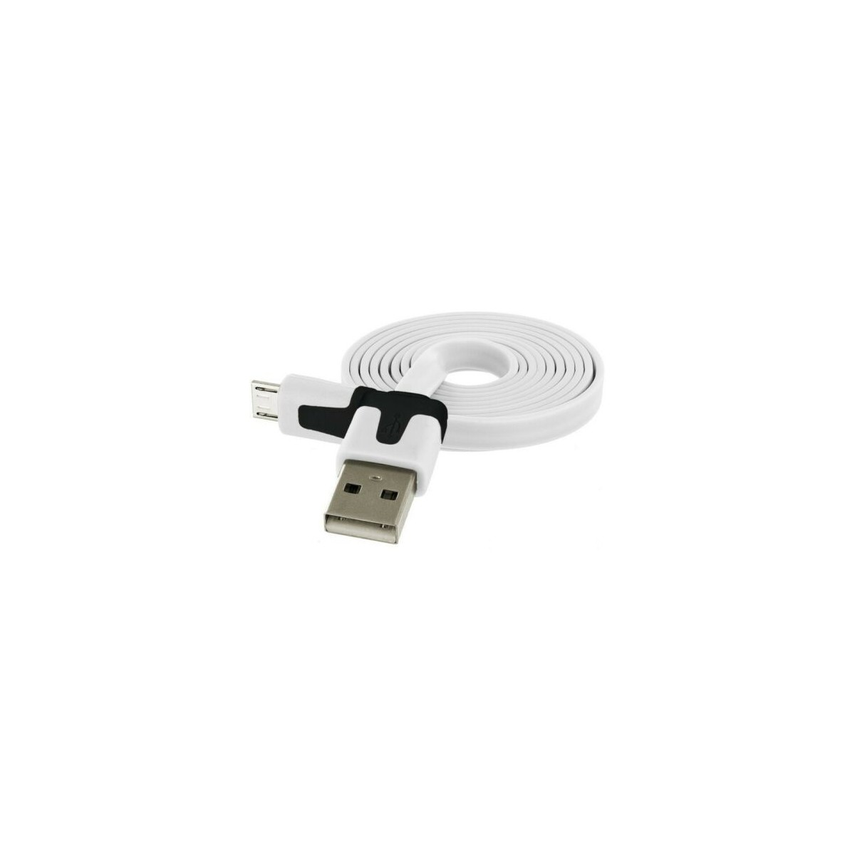 Câble chargeur plat 1m Micro usb Blanc