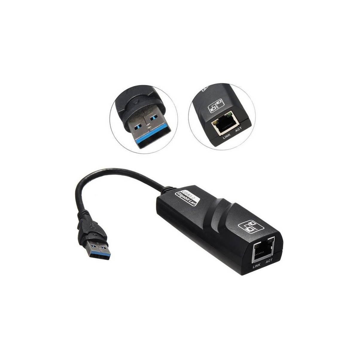 Adaptateur Ethernet USB 3.0 à RJ45 Lan Network USB Carte Gigabit 10/100 / 1000Mbps 3 ports USB3.0 pour Windows Adaptateur Ethernet USB 3.0 à RJ45 Lan Network USB Carte Gigabit 10/100 / 1000Mbps 3 ports USB3.0 pour Windows
