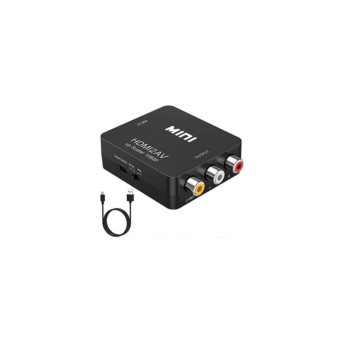 Adaptateur HDMI vers RCA Audio Video AV CVBS HD TV HDMI2AV Noir