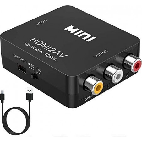 Adaptateur HDMI vers RCA Audio Video AV CVBS HD TV HDMI2AV Noir