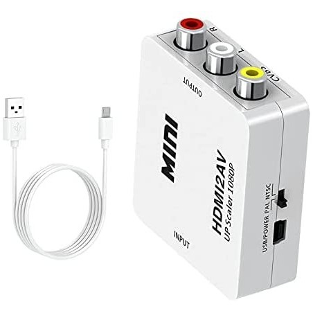 Adaptateur HDMI vers RCA vidéo audio adaptateur convertisseur HDMI2AV Blanc