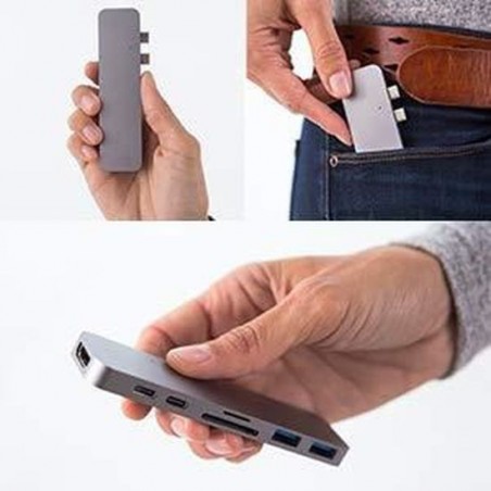 Hub USB C, Adaptateur TypeC Hub pour MacBook Notebook Laptop ( 1*HDMI,2*USB-C PD,1*SD et Micro SD/TF ,2* USB 3.0 Ports )