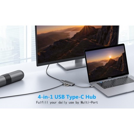 Hub USB C,Adaptateur USB C 4 en 1,Multiport Adapter HDMI,USB3.0 et USB2.0+PD Charge,pour MacBook Pro, iPad Pro, Pixelbook etc.