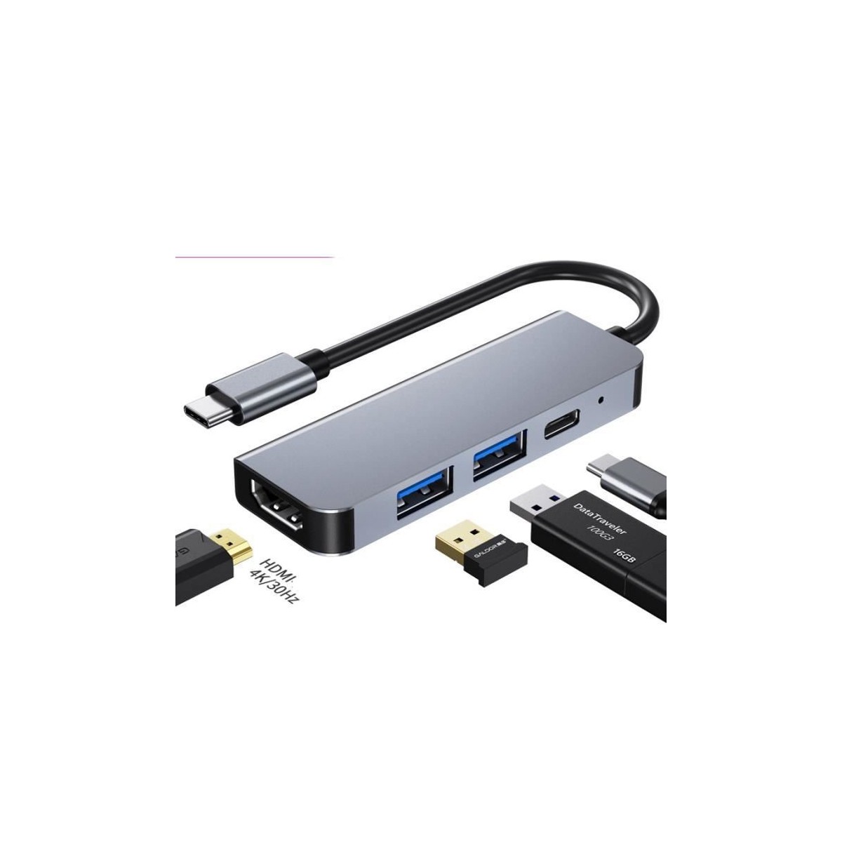 Hub USB C,Adaptateur USB C 4 en 1,Multiport Adapter HDMI,USB3.0 et USB2.0+PD Charge,pour MacBook Pro, iPad Pro, Pixelbook etc. Hub USB C,Adaptateur USB C 4 en 1,Multiport Adapter HDMI,USB3.0 et USB2.0+PD Charge,pour MacBook Pro, iPad Pro, Pixelbook etc.