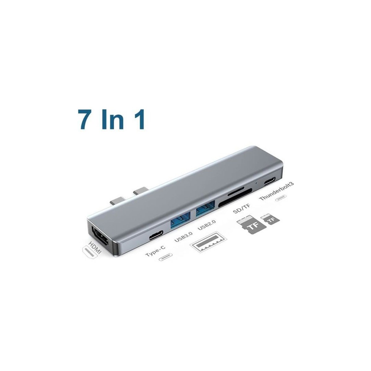 Hub USB C 7 en 1,avec Port Charge USB C, Port HDMI 4K,Adaptateur TypeC Hub pour MacBook   Notebook Laptop