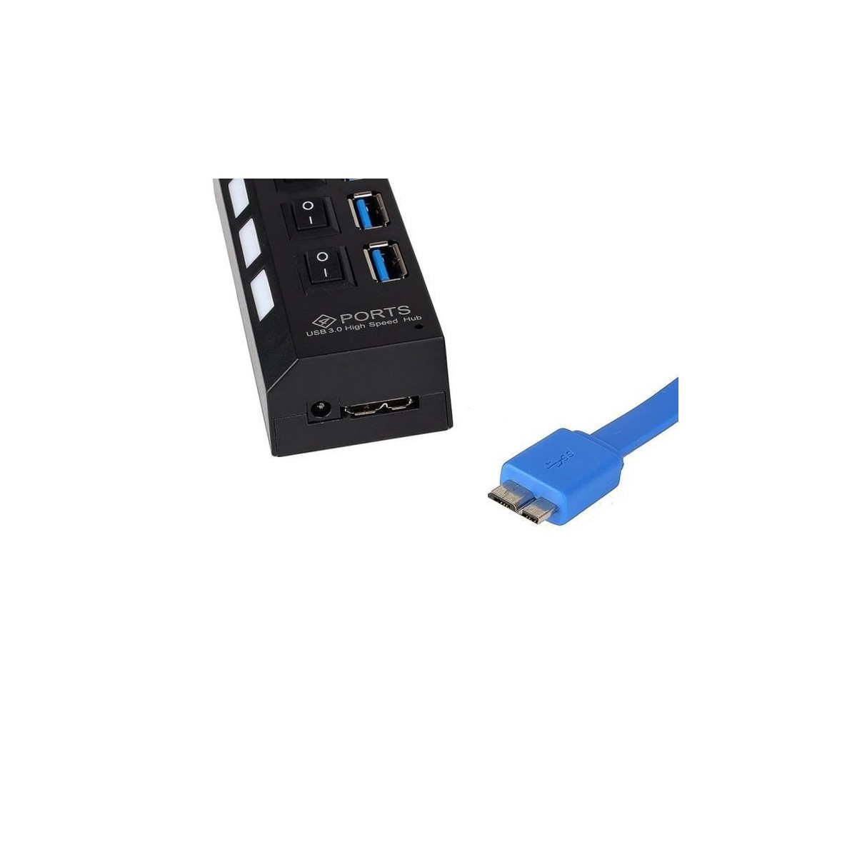 Hub Multiprise USB 3.0 avec 4 ports avec indicateur LED et interrupteurs individuels pour economiser l'énergie