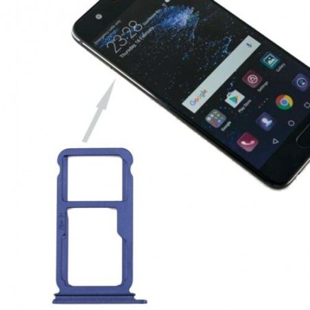TIROIR SUPPORT CARTE DOUBLE SIM MICROSD DU HUAWEI P10 PLUS BLEU