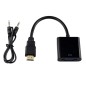 Câble Adaptateur 1080P HDMI mâle vers VGA femelle avec jack 3,5mm et câble audio pour ordinateur, XBOX360 et moniteur (Noir) Câble Adaptateur 1080P HDMI mâle vers VGA femelle avec jack 3,5mm et câble audio pour ordinateur, XBOX360 et moniteur (Noir)