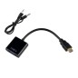 Câble Adaptateur 1080P HDMI mâle vers VGA femelle avec jack 3,5mm et câble audio pour ordinateur, XBOX360 et moniteur (Noir) Câble Adaptateur 1080P HDMI mâle vers VGA femelle avec jack 3,5mm et câble audio pour ordinateur, XBOX360 et moniteur (Noir)